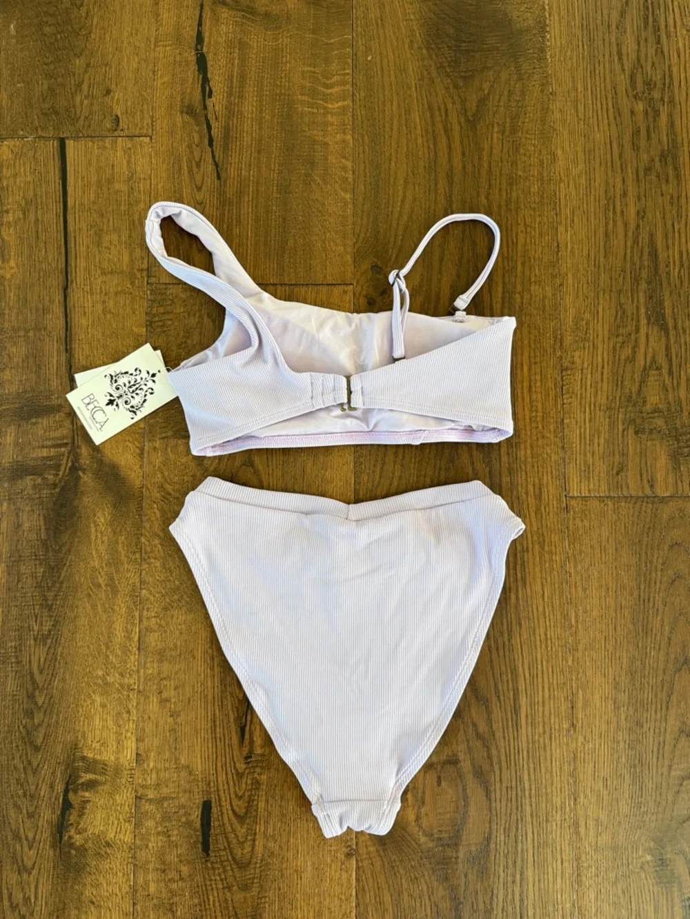 BECCA One-Shoulder Ribbed Bikini Set in Light Lavender - Picture 6 of 7